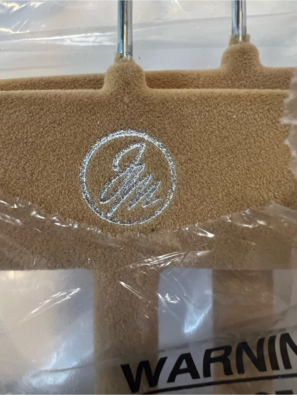 Vintage Joy Mangano Two Tan Velvet Non Slip Scarf and Belt Hangers—New with Tags